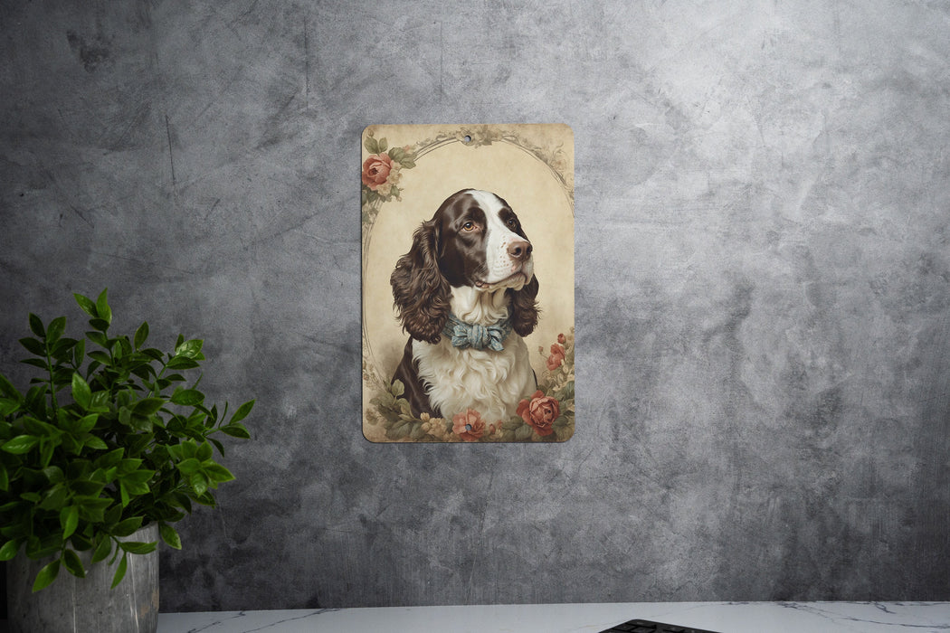 Victorian Portrait of an English Springer Metal Sign - Elegant Dog Art, Springer Spaniel Gift, Classic Decor, Pet Lover, Heritage Breed Sign