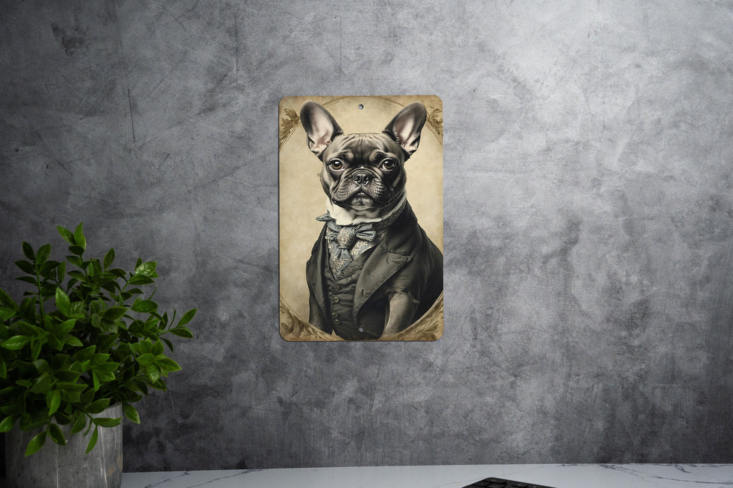 Victorian Portrait of a French Bulldog Metal Sign - Vintage Frenchie Art, Bulldog Lover Gift, Classic Decor, Pet Portrait, Chic Home Accent