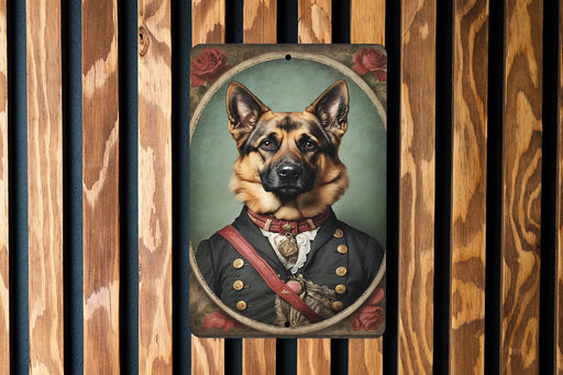 Victorian Portrait of a German Shepherd Metal Sign - Noble Dog Art, Shepherd Lover Gift, Classic Decor, Elegant Pet Portrait