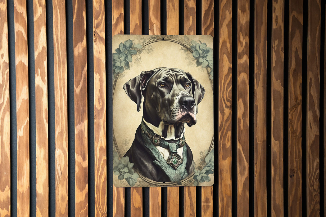 Victorian Portrait of a Victorian Great Dane Metal Sign - Majestic Dog Art, Great Dane Lover Gift, Antique Decor, Noble Pet Portrait