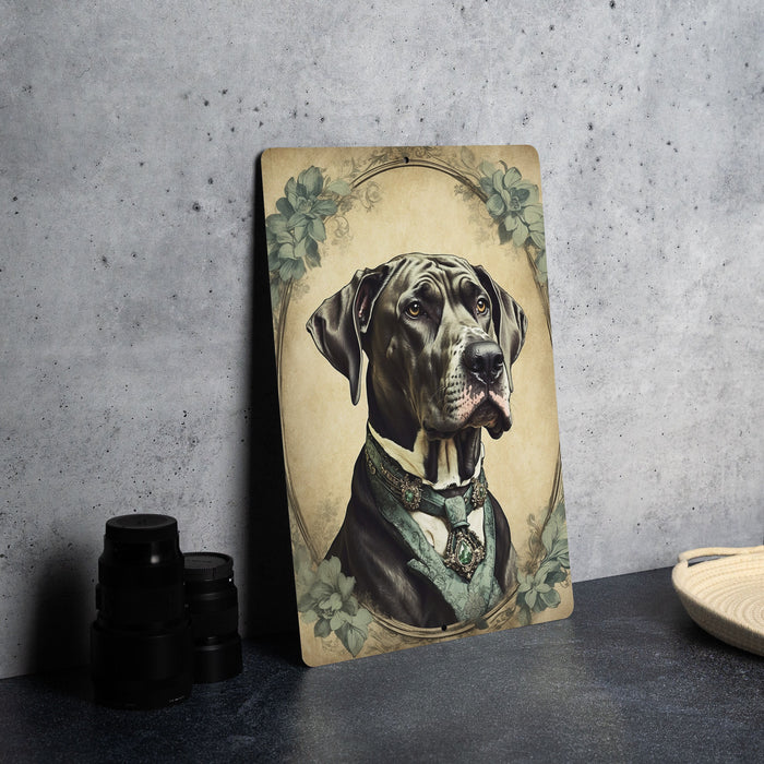 Victorian Portrait of a Victorian Great Dane Metal Sign - Majestic Dog Art, Great Dane Lover Gift, Antique Decor, Noble Pet Portrait
