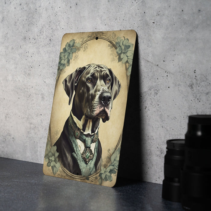 Victorian Portrait of a Victorian Great Dane Metal Sign - Majestic Dog Art, Great Dane Lover Gift, Antique Decor, Noble Pet Portrait