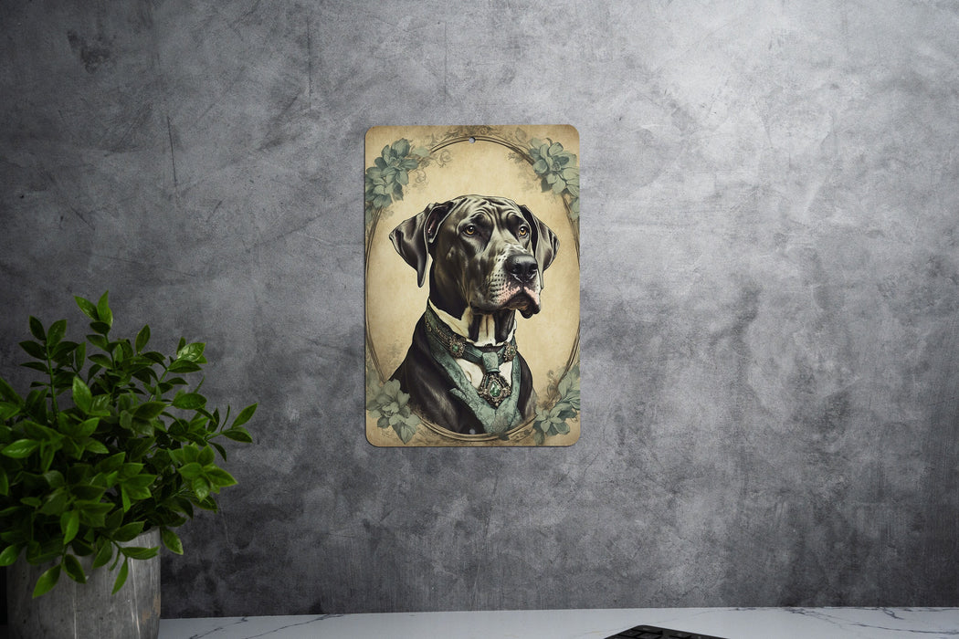 Victorian Portrait of a Victorian Great Dane Metal Sign - Majestic Dog Art, Great Dane Lover Gift, Antique Decor, Noble Pet Portrait