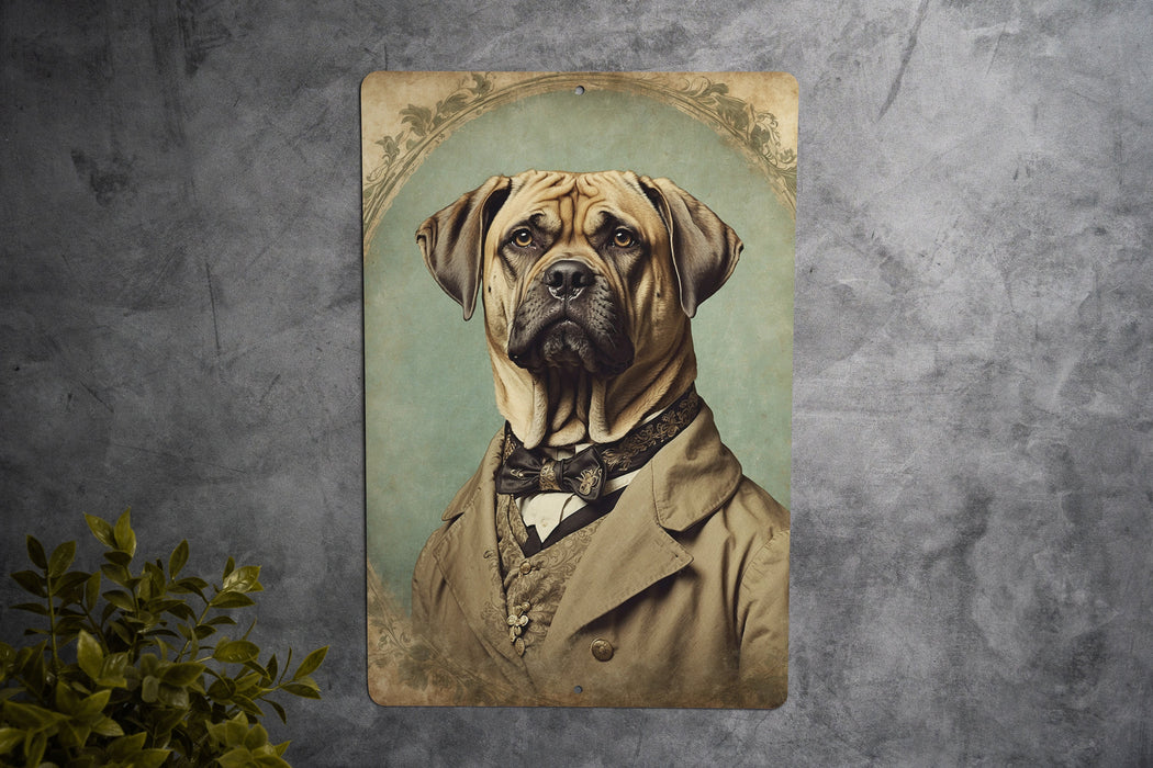 Victorian Portrait of a Mastiff Hound Metal Sign, Antique Dog Art, Vintage Home Decor, Mastiff Lover Gift, Elegant Wall Art
