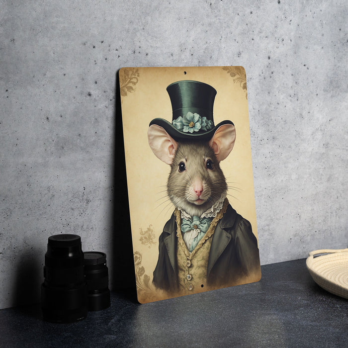 Victorian Portrait of a Mouse Metal Sign, Vintage Rodent Art, Quirky Home Decor, Unique Wall Art, Animal Lover Gift