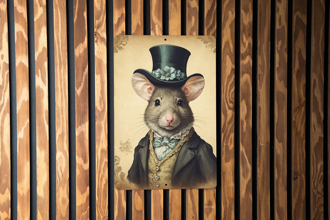 Victorian Portrait of a Mouse Metal Sign, Vintage Rodent Art, Quirky Home Decor, Unique Wall Art, Animal Lover Gift