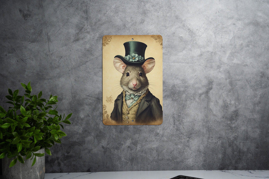 Victorian Portrait of a Mouse Metal Sign, Vintage Rodent Art, Quirky Home Decor, Unique Wall Art, Animal Lover Gift