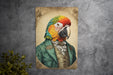 Victorian Portrait of a Parrot Metal Sign, Exotic Bird Art, Vintage Decor, Bird Lover Gift, Tropical Wall Art, Colorful Home Accessory