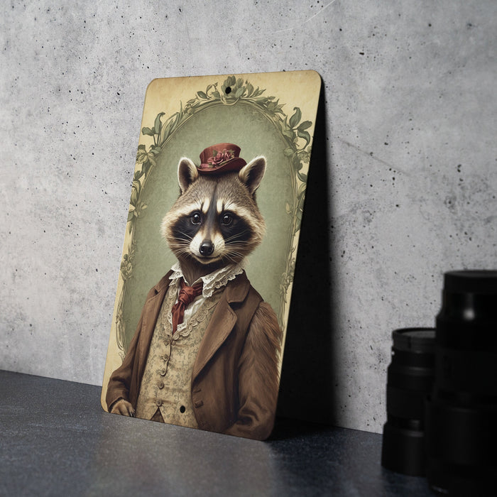 Victorian Portrait of a Raccoon Metal Sign, Antique Animal Art, Unique Home Decor, Vintage Wall Art, Raccoon Lover Gift