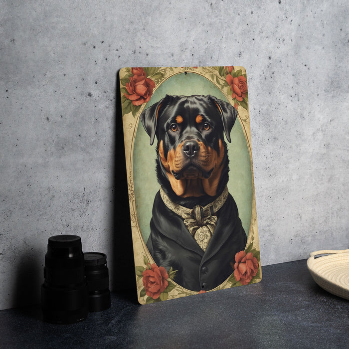 Victorian Portrait of a Rottweiler Metal Sign, Classic Dog Art, Home Decor, Vintage Pet Portrait, Rottweiler Owner Gift