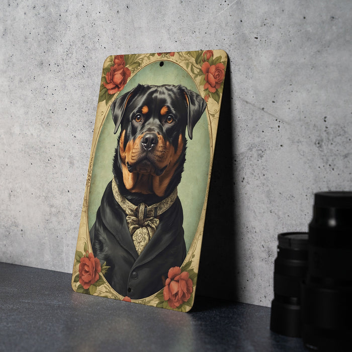 Victorian Portrait of a Rottweiler Metal Sign, Classic Dog Art, Home Decor, Vintage Pet Portrait, Rottweiler Owner Gift