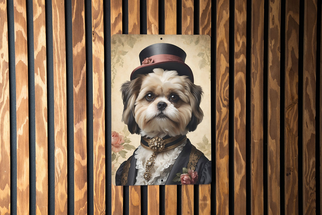 Victorian Portrait of a Shih Tzu Metal Sign, Elegant Dog Art, Vintage Pet Decor, Shih Tzu Lover Gift, Unique Wall Art