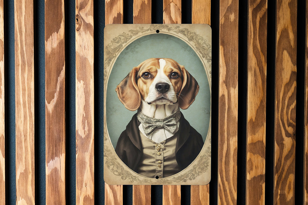 Victorian Portrait of a Beagle Metal Sign, Classic Dog Art, Vintage Home Decor, Beagle Owner Gift, Antique Pet Portrait