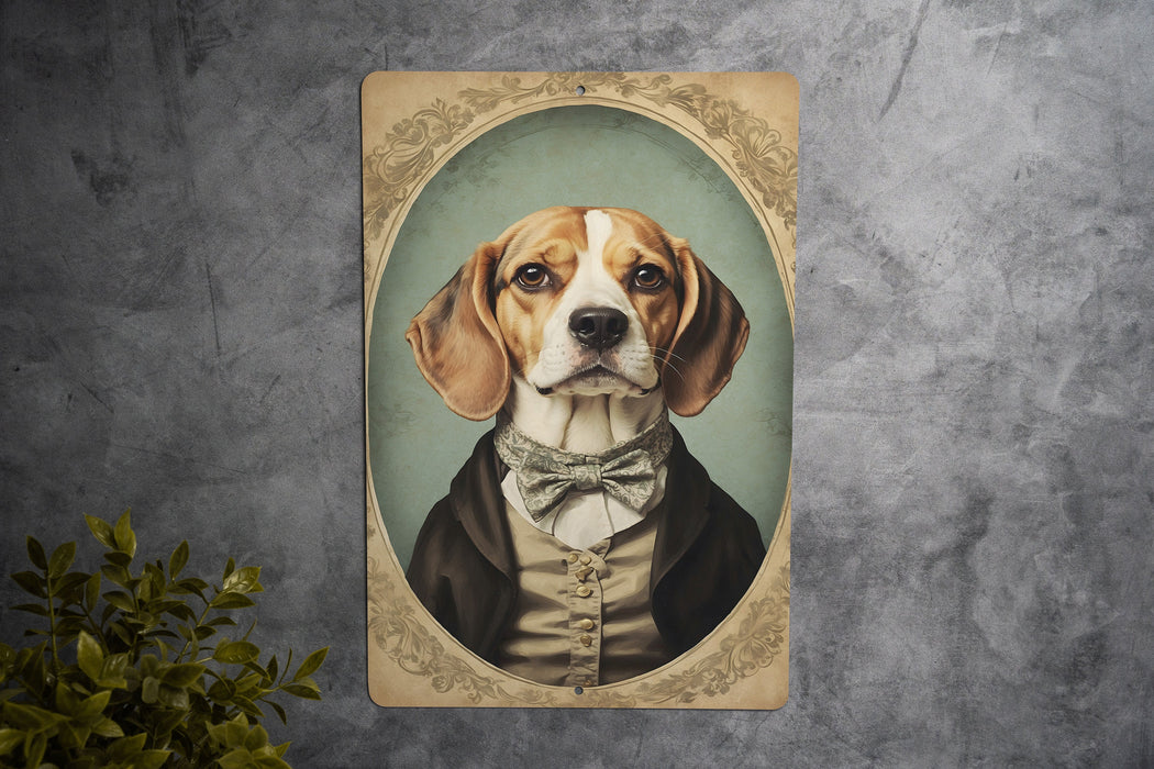 Victorian Portrait of a Beagle Metal Sign, Classic Dog Art, Vintage Home Decor, Beagle Owner Gift, Antique Pet Portrait