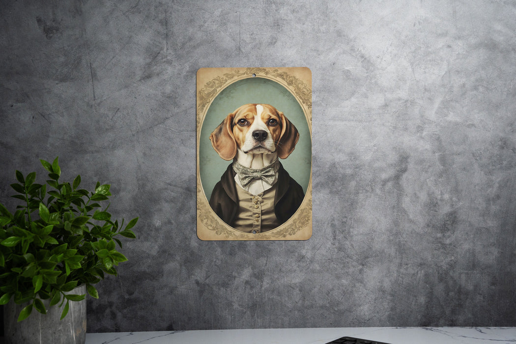 Victorian Portrait of a Beagle Metal Sign, Classic Dog Art, Vintage Home Decor, Beagle Owner Gift, Antique Pet Portrait