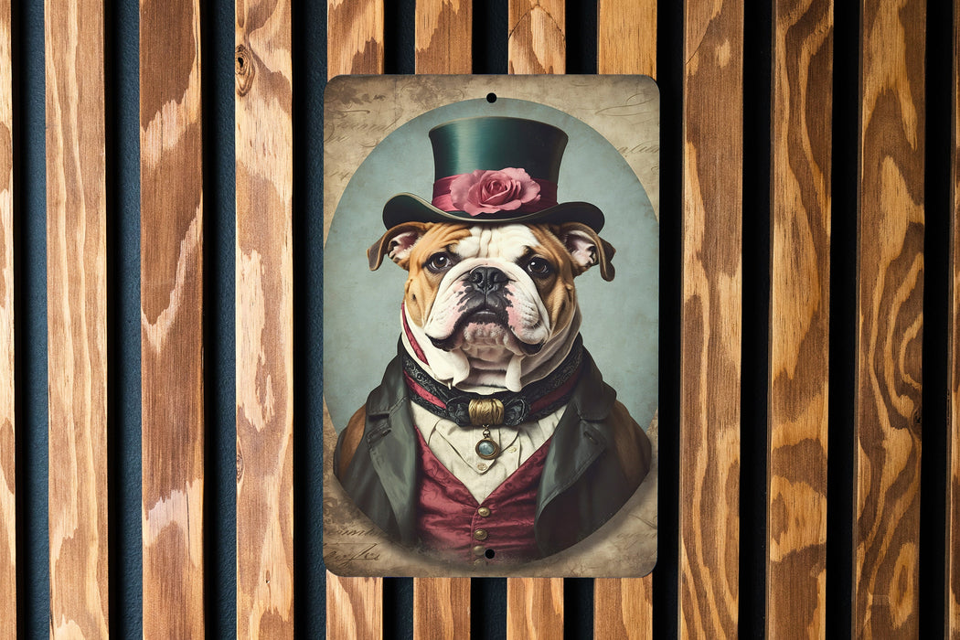 Victorian Portrait of a Bulldog Metal Sign, Antique Dog Art, Bulldog Lover Gift, Vintage Home Decor, Unique Pet Portrait