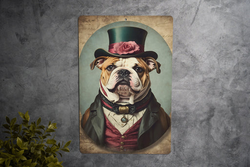 Victorian Portrait of a Bulldog Metal Sign, Antique Dog Art, Bulldog Lover Gift, Vintage Home Decor, Unique Pet Portrait