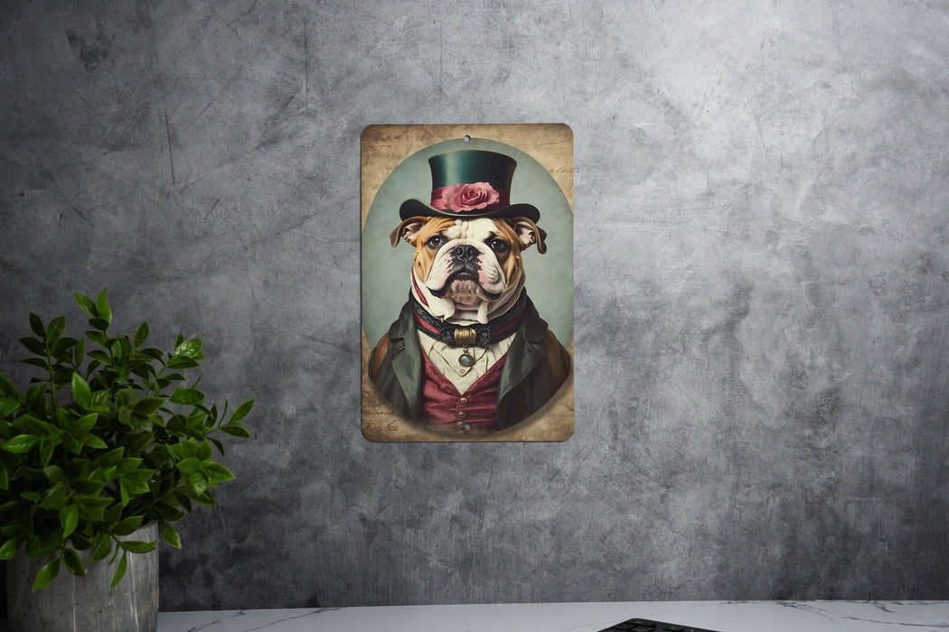 Victorian Portrait of a Bulldog Metal Sign, Antique Dog Art, Bulldog Lover Gift, Vintage Home Decor, Unique Pet Portrait