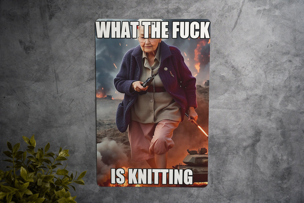 What the Fuck is Knitting Gift for Crocheters Metal Sign, Funny Crochet Decor, Craft Room Art, Knitting Humor, Yarn Lover