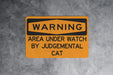 Area Under Watch by Judgemental Cat Metal Sign, Cat Lover Decor, Feline Watch Alert, Pet Humor Sign, Judgmental Cat Warning