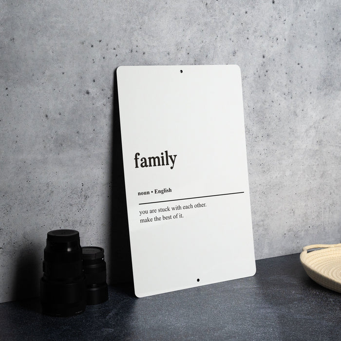 Family Definition Metal Sign, Heartwarming Home Decor, Family Love Art, Inspirational Quote, Household Unity