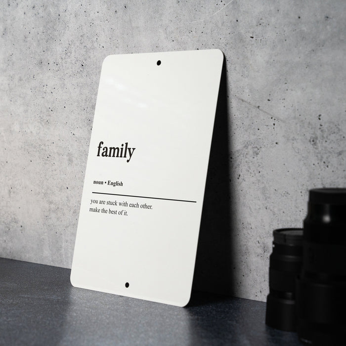 Family Definition Metal Sign, Heartwarming Home Decor, Family Love Art, Inspirational Quote, Household Unity