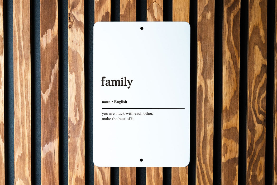 Family Definition Metal Sign, Heartwarming Home Decor, Family Love Art, Inspirational Quote, Household Unity