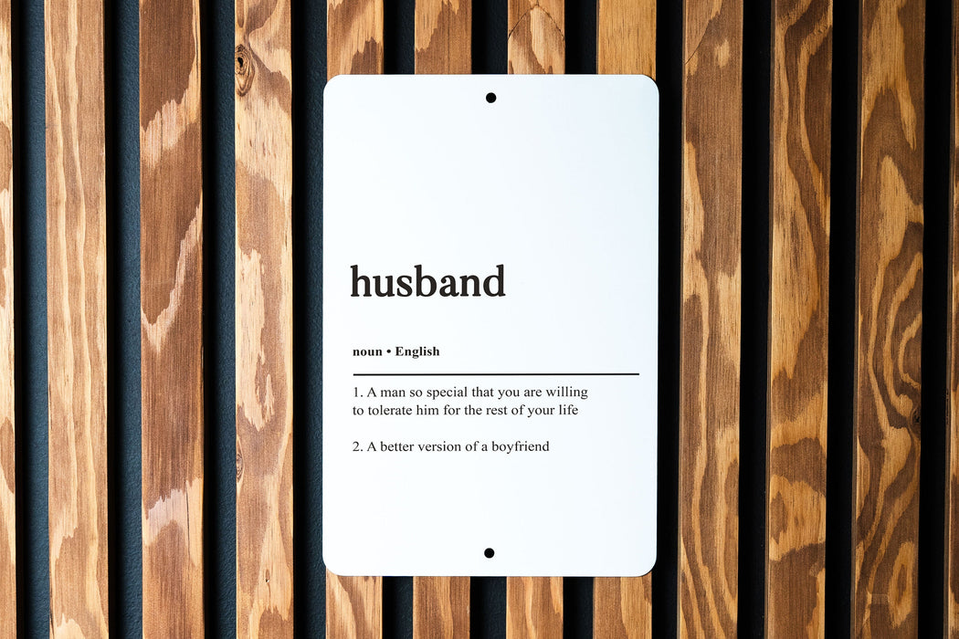 Husband Definition' Metal Sign, Love and Partnership Decor, Marital Humor, Spousal Appreciation, Family Home Art