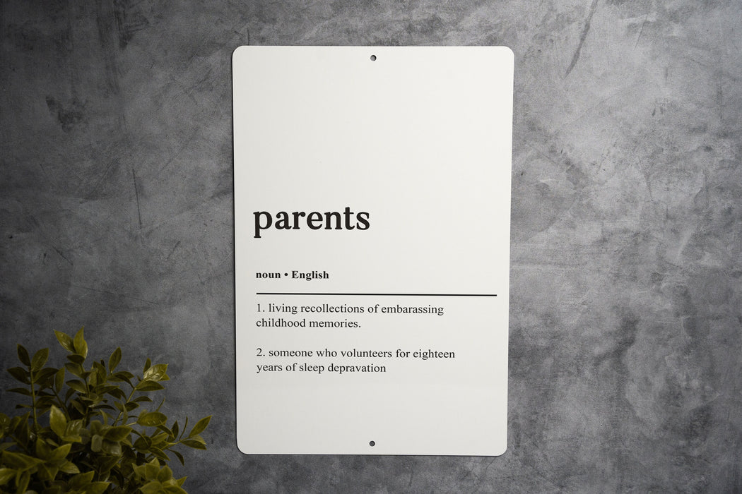 Parents Definition Metal Sign, Family Guidance Decor, Parental Love Art, Guardian Appreciation, Household Leadership