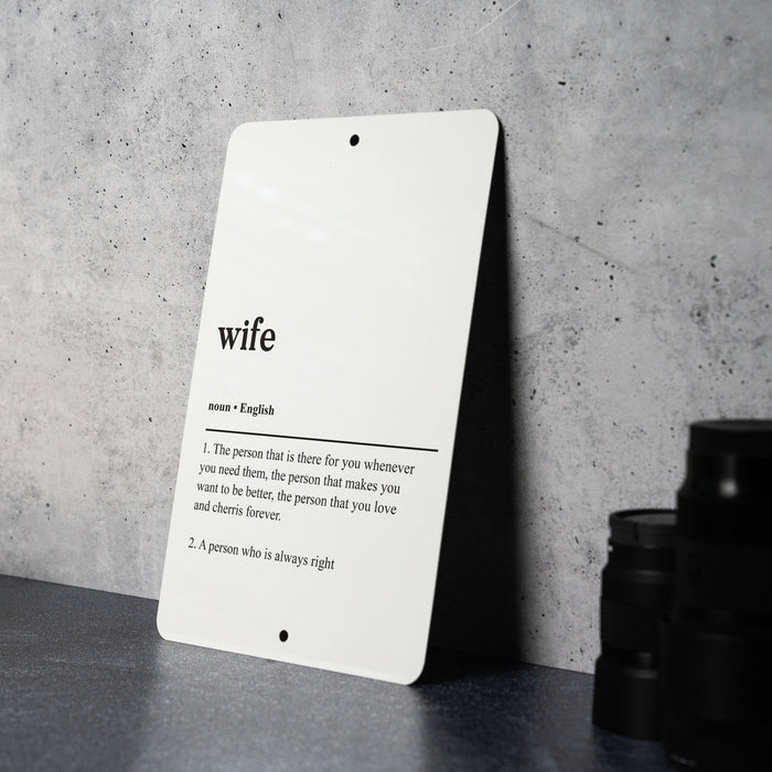 Wife Definition Metal Sign, Romantic Home Decor, Love and Marriage, Humorous Wife Gift, Couple's Wall Art