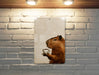 Capybara Coffee Art Metal Poster - Animal Humor, Coffee Lover, Unique Decor, Nature Inspired, Wall Art