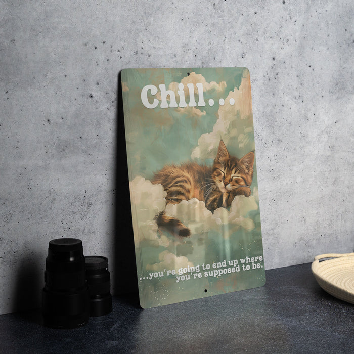 Chill Destination Metal Poster - Inspirational Quote, Relaxing Art, Positive Message, Zen Decor, Life Path
