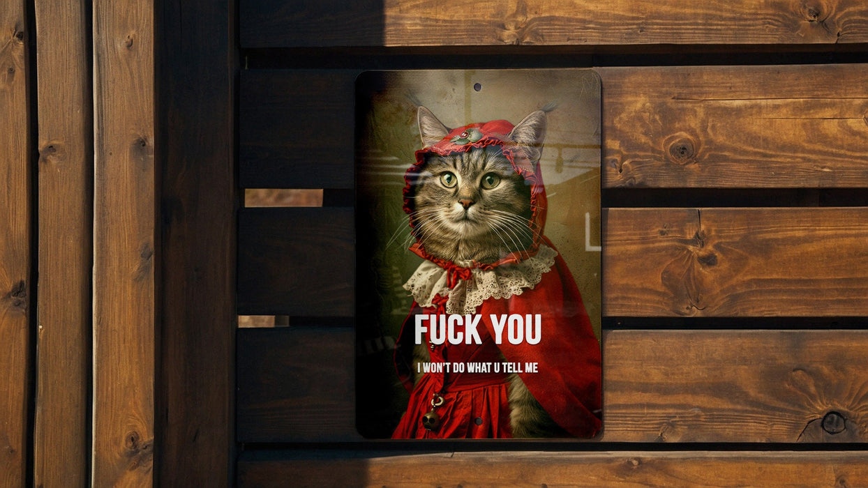 Fuck You I Won't Do What U Tell Me Metal Poster - Defiance Theme, Rebel Art, Statement Decor, Personal Freedom, Wall Sign