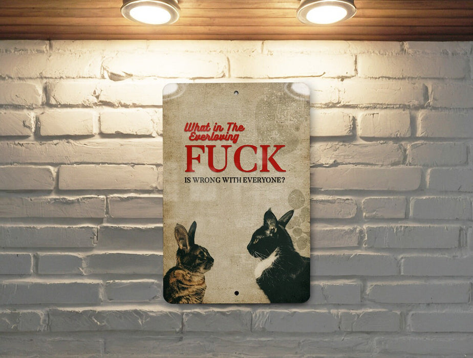 Everloving Fuck Metal Poster - Social Bewilderment, Edgy Question, Collective Frustration, Bold Statement, Reflective Decor