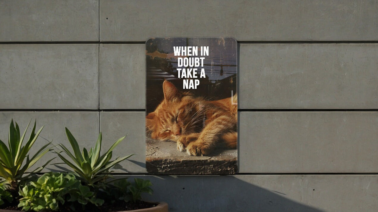 Take a Nap Metal Poster - Doubtful Advice, Relaxation Tip, Sleep Wisdom, Calming Art, Restful Suggestion