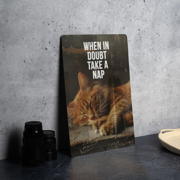 Take a Nap Metal Poster - Doubtful Advice, Relaxation Tip, Sleep Wisdom, Calming Art, Restful Suggestion