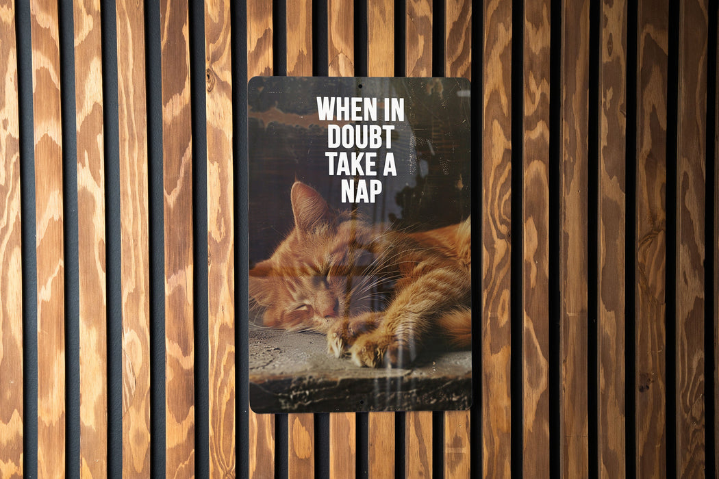 Take a Nap Metal Poster - Doubtful Advice, Relaxation Tip, Sleep Wisdom, Calming Art, Restful Suggestion
