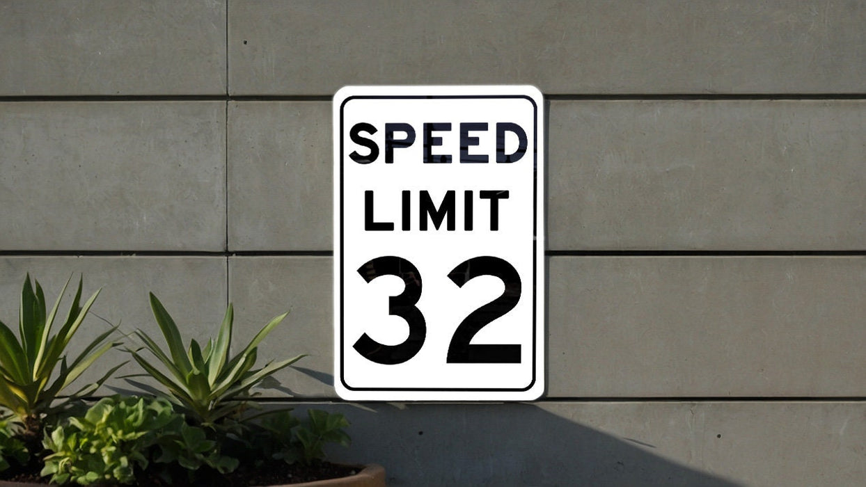 Speed Limit 32 MPH Sign - Customizable Aluminum Sign for Targeted Speed Control