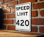 Speed Limit 420 MPH Sign - Fun Novelty Aluminum Sign for Entertainment Spaces