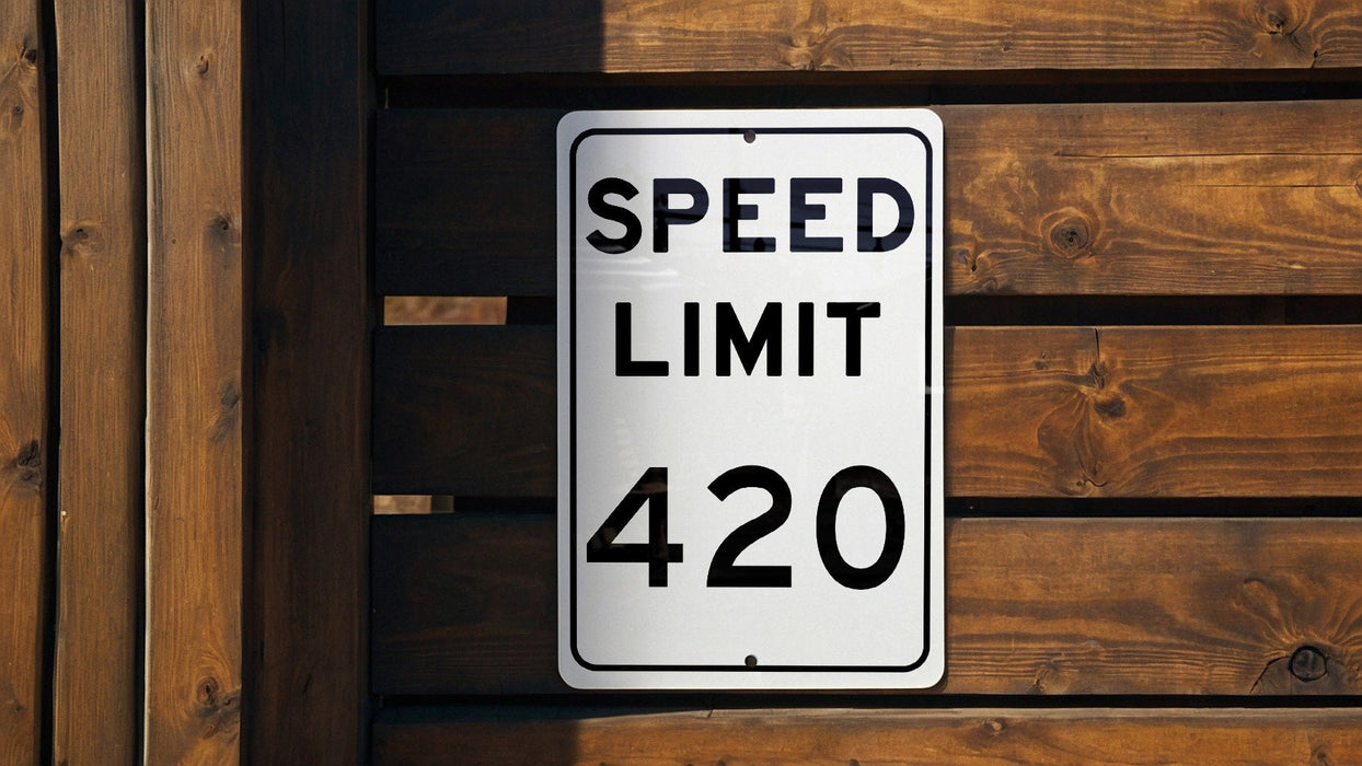 Speed Limit 420 MPH Sign - Fun Novelty Aluminum Sign for Entertainment Spaces