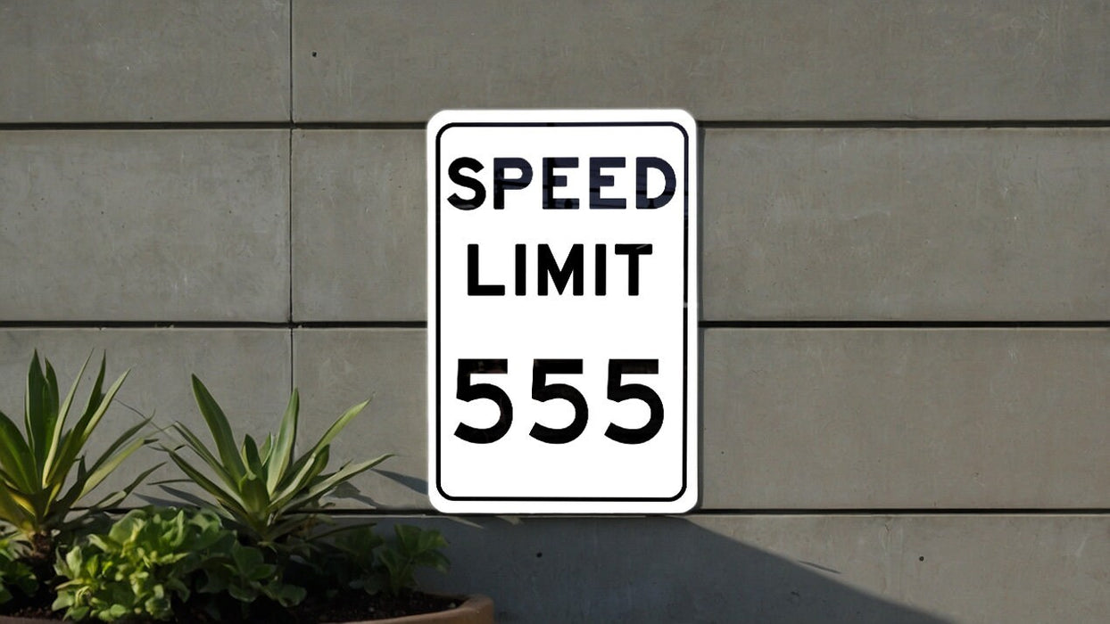 Speed Limit 555 MPH Sign - Custom Aluminum Sign for Themed Decor