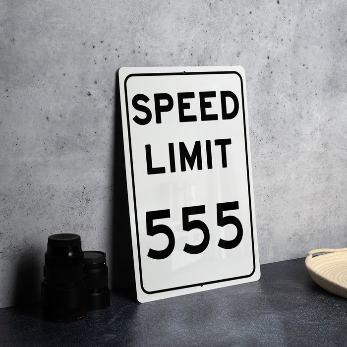 Speed Limit 555 MPH Sign - Custom Aluminum Sign for Themed Decor