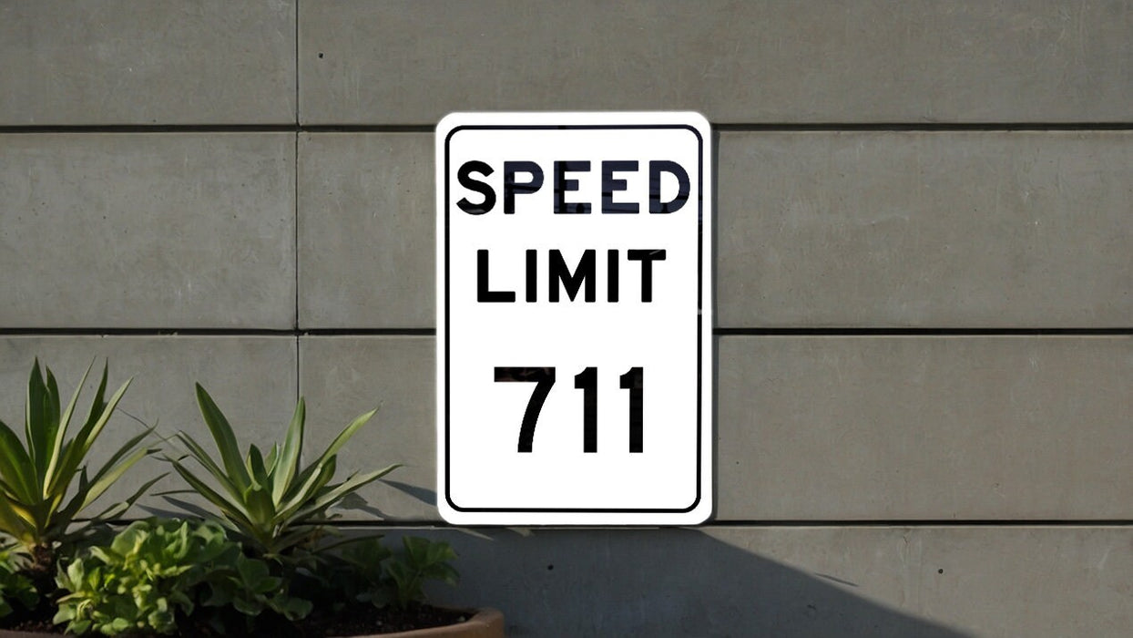 Speed Limit 711 MPH Sign - Unique Aluminum Sign for Collectible Decor