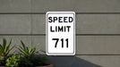 Speed Limit 711 MPH Sign - Unique Aluminum Sign for Collectible Decor