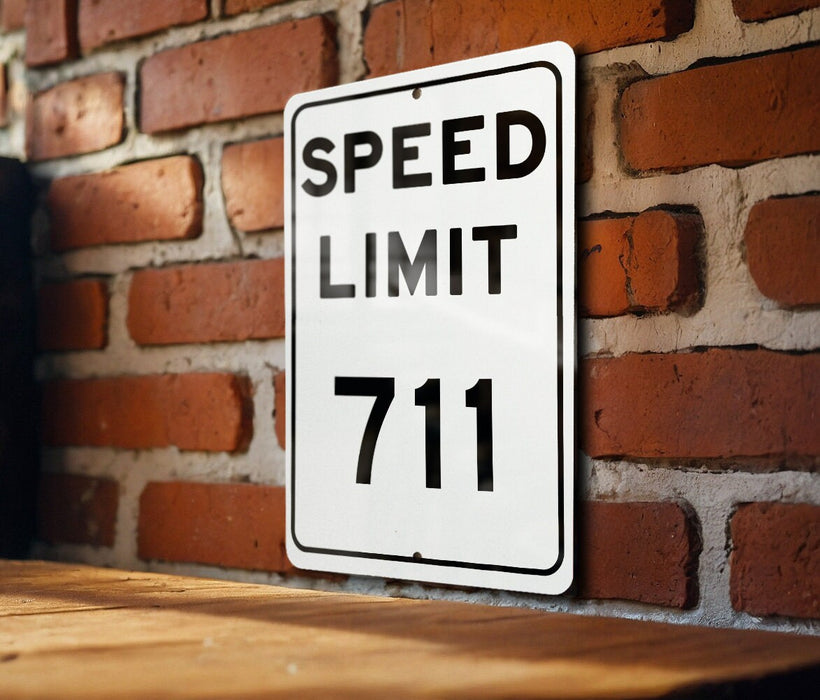 Speed Limit 711 MPH Sign - Unique Aluminum Sign for Collectible Decor