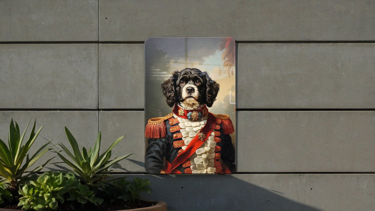 Victorian Portuguese Water Dog Metal Sign - Seafaring Companion, Noble Navigator, Aristocratic Sailor, Period Maritime Decor, Oceanic Breed