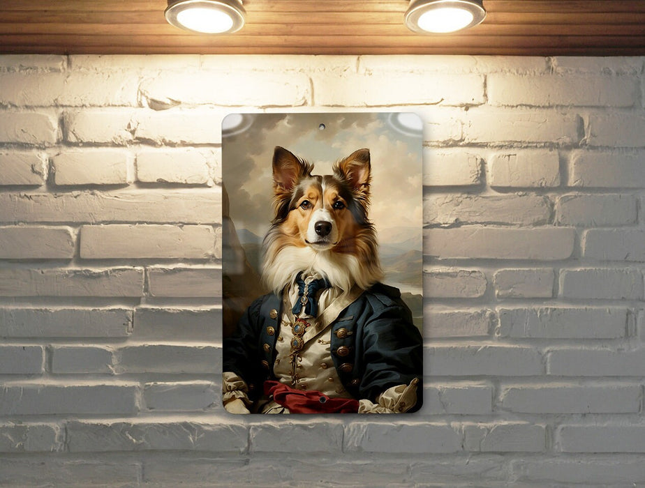 Victorian Shetland Sheepdog Metal Sign - Regal Herder, Noble Companion, Aristocratic Collie, Period Elegance, Classic Sheepdog Decor