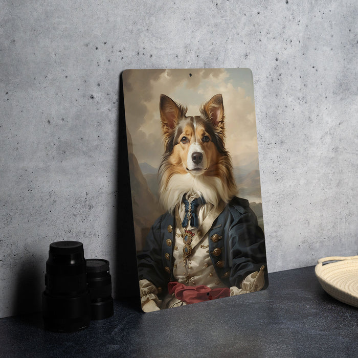 Victorian Shetland Sheepdog Metal Sign - Regal Herder, Noble Companion, Aristocratic Collie, Period Elegance, Classic Sheepdog Decor