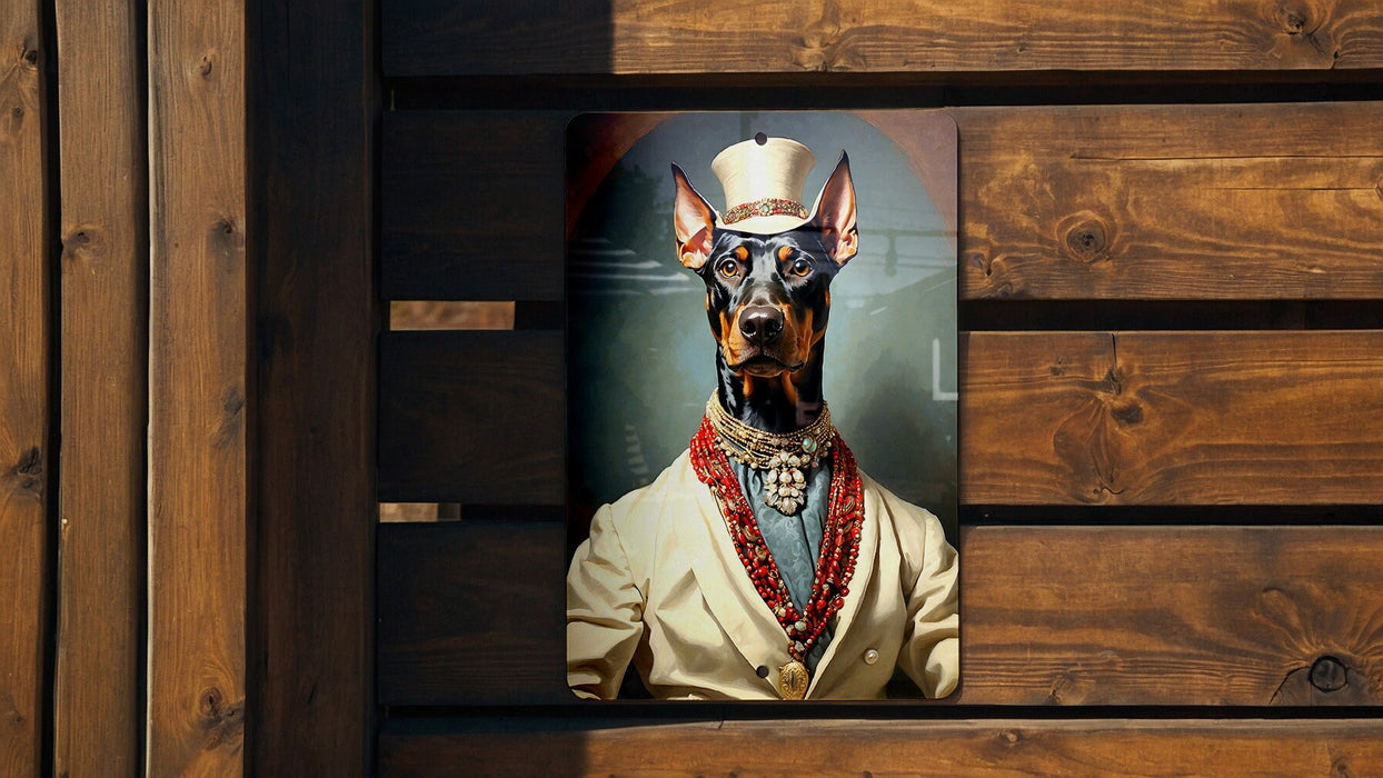 Victorian Doberman Painting Metal Sign - Regal Guardian, Noble Protector, Aristocratic Doberman, Period Decor, Guardian Breed Art