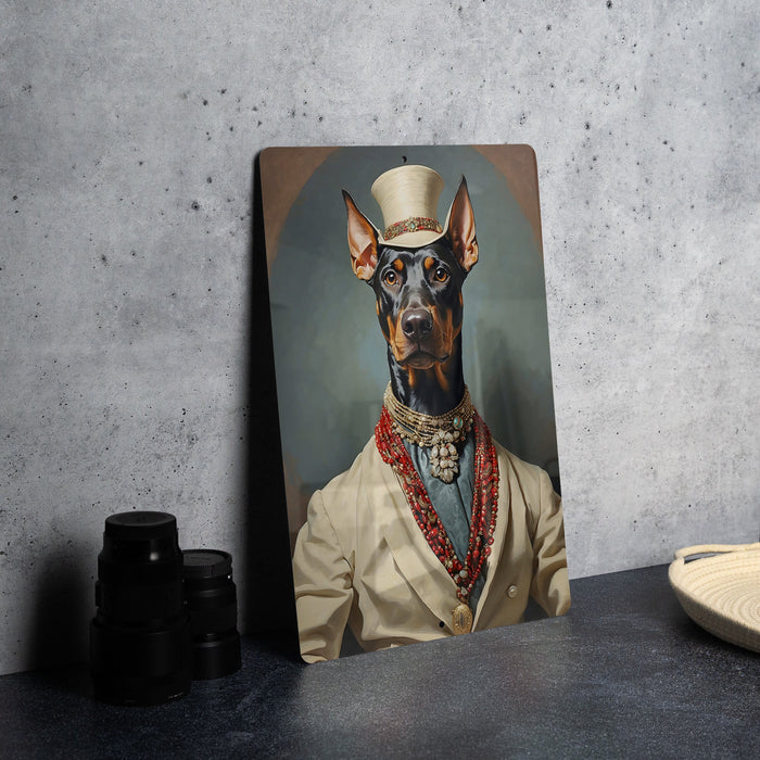 Victorian Doberman Painting Metal Sign - Regal Guardian, Noble Protector, Aristocratic Doberman, Period Decor, Guardian Breed Art